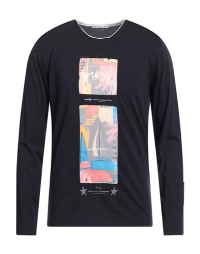 Shop Grey Daniele Alessandrini Man T-shirt Midnight Blue Size L Cotton, Polyester