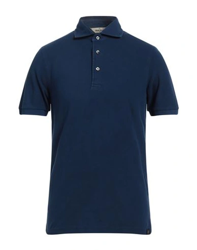 Shop Gran Sasso Man Polo Shirt Navy Blue Size 40 Cotton