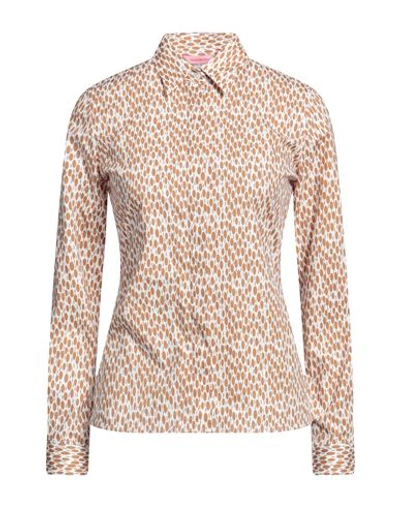 Shop Nouvelle Femme Woman Shirt Camel Size 14 Cotton, Elastane In Beige