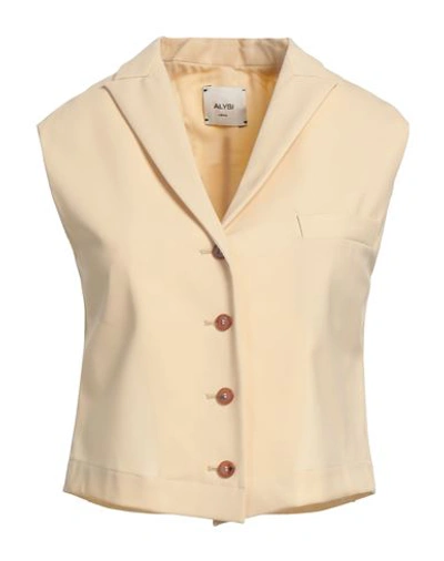 Shop Alysi Woman Tailored Vest Beige Size 2 Virgin Wool, Lycra