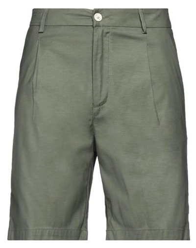 Shop Yan Simmon Man Shorts & Bermuda Shorts Military Green Size 36 Cotton, Elastane