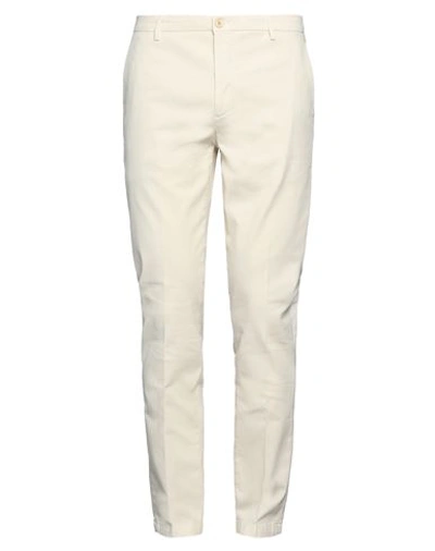 Shop Yan Simmon Man Pants Ivory Size 34 Cotton, Elastane In White