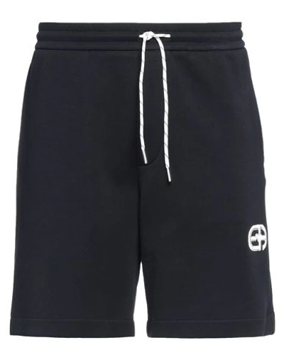 Shop Emporio Armani Man Shorts & Bermuda Shorts Navy Blue Size L Cotton, Polyester, Elastane