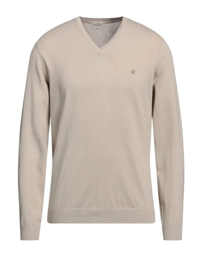 Shop Brooksfield Man Sweater Beige Size 42 Cotton