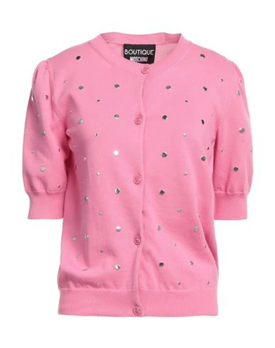Shop Boutique Moschino Woman Cardigan Pink Size 4 Cotton