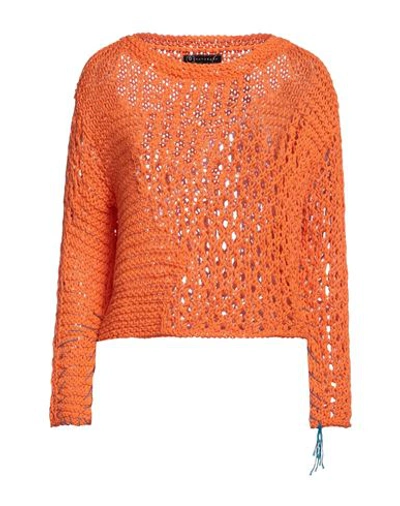 Of Handmade Woman Sweater Orange Size S Cotton In Orange