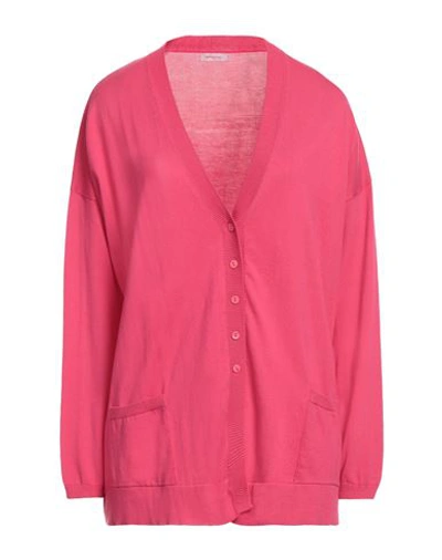Shop Rossopuro Woman Cardigan Fuchsia Size L Cotton In Pink