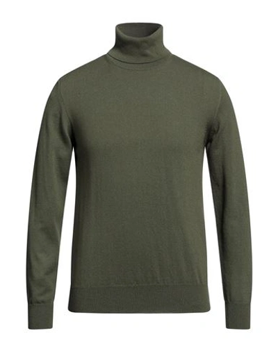 Shop Alpha Studio Man Turtleneck Military Green Size 46 Cashmere