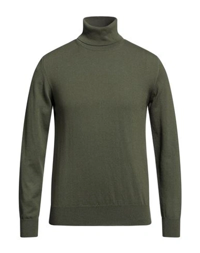 Alpha Studio Man Turtleneck Military Green Size 40 Cashmere In Green