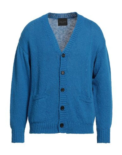 Shop Roberto Collina Man Cardigan Azure Size 40 Cotton, Linen In Blue
