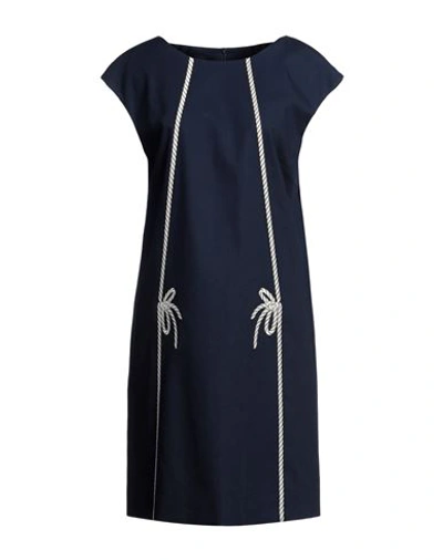 Shop Boutique Moschino Woman Mini Dress Midnight Blue Size 14 Cotton, Elastane