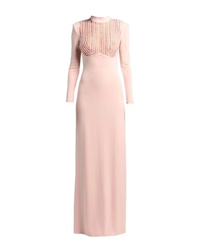 Shop Elisabetta Franchi Woman Maxi Dress Blush Size 8 Viscose, Elastane, Silk, Plastic, Glass In Pink