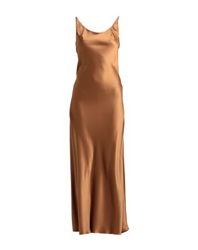 Shop Actualee Woman Maxi Dress Camel Size 4 Polyester In Beige