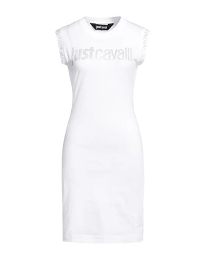 Shop Just Cavalli Woman Mini Dress White Size L Cotton