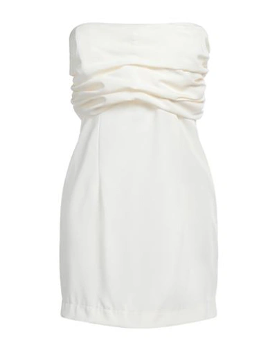 Shop Haveone Woman Mini Dress Cream Size M Polyester, Elastane In White