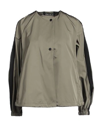 Ahirain Woman Jacket Military Green Size M Polyester In Green