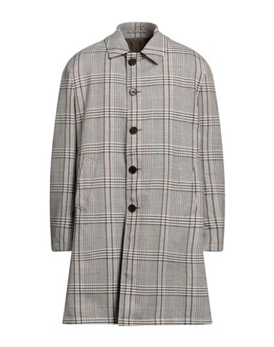Shop Lardini Man Overcoat & Trench Coat Dark Brown Size 42 Wool, Linen