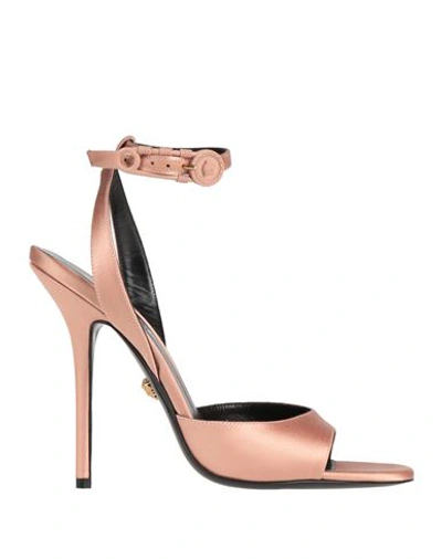 Shop Versace Woman Sandals Blush Size 9 Textile Fibers In Pink
