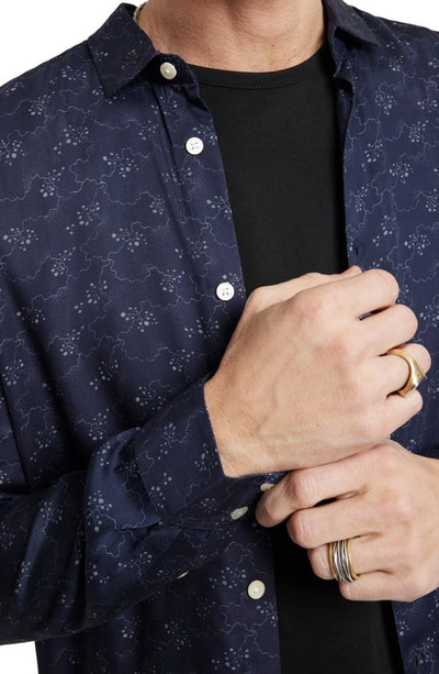 John Varvatos Ross Satin Button-up Shirt In Twilight Blue