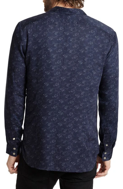 John Varvatos Ross Satin Button-up Shirt In Twilight Blue