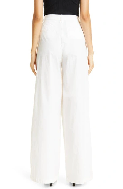 Nili Lotan Dillon Pleated Stretch-cotton Twill Wide-leg Pants In White