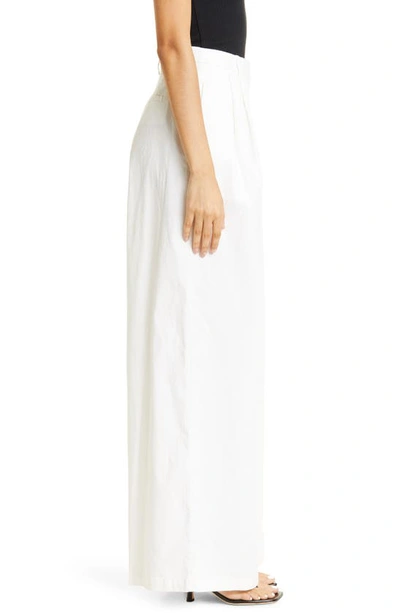 Nili Lotan Dillon Pleated Stretch-cotton Twill Wide-leg Pants In White