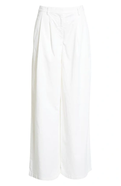 Nili Lotan Dillon Pleated Stretch-cotton Twill Wide-leg Pants In White