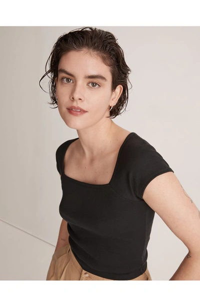 Shop Madewell Brightside Square Neck T-shirt In True Black