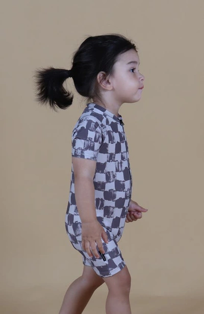 Tiny Tribe Grunge Check One-piece Rashguard Swimsuit In Grey