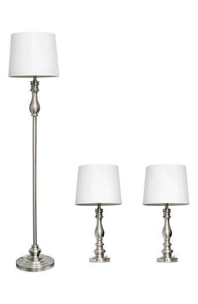 Shop Lalia Home Three-piece Lamp Set In Brushed Steel
