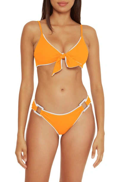 Becca Fine Line Buckle Bikini Bottoms In Orange Burst