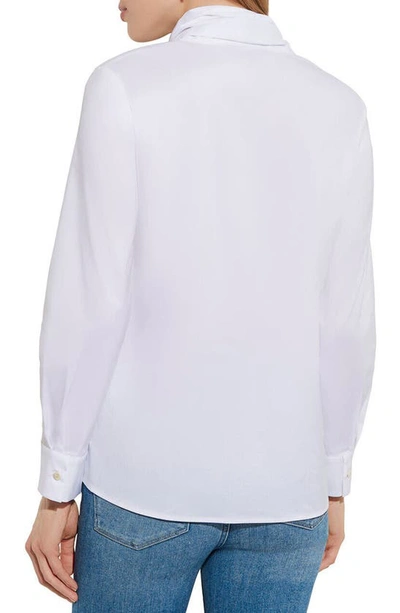 Misook Tie Neck Poplin Blouse In White