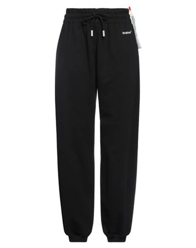 Off-white Woman Pants Black Size Xxs Cotton, Elastane In Black