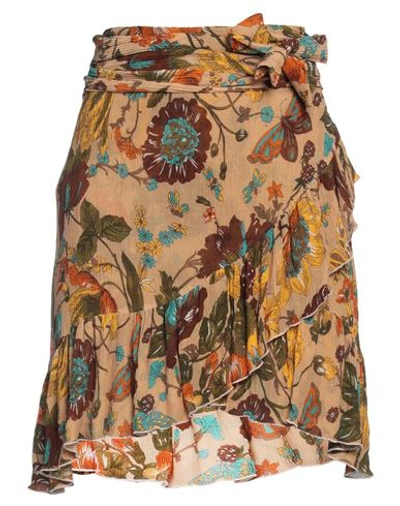 Shop Momoní Woman Mini Skirt Light Brown Size 6 Viscose, Silk In Beige