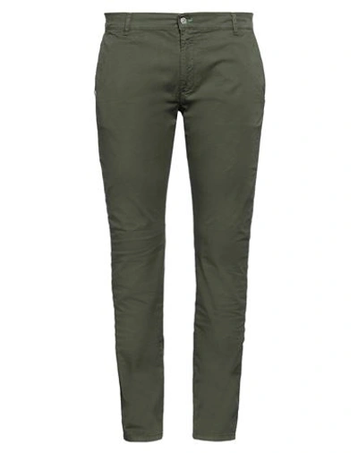 Shop Grey Daniele Alessandrini Man Pants Military Green Size 31 Cotton, Elastane
