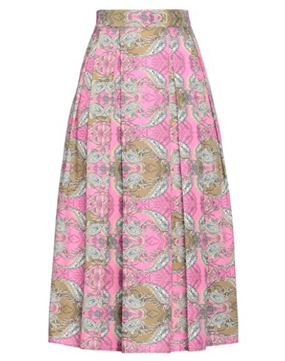 Shop Snobby Sheep Woman Midi Skirt Fuchsia Size 8 Cotton In Pink