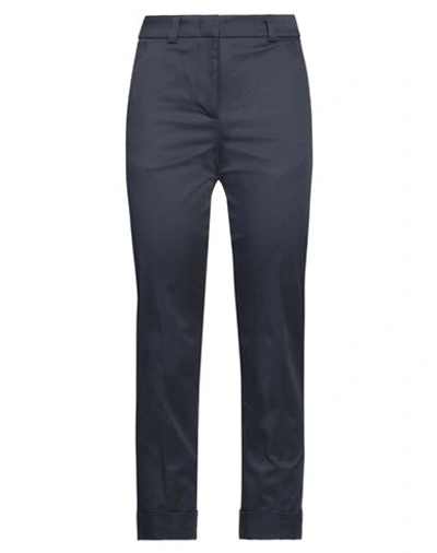 Peserico Easy Woman Pants Navy Size 2 Cotton, Elastane In Navy Blue
