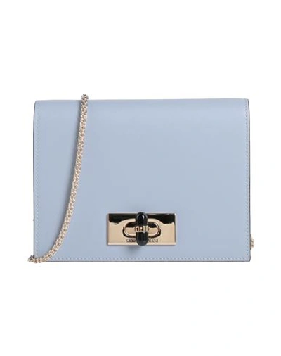 Shop Giorgio Armani Woman Cross-body Bag Pastel Blue Size - Cow Leather, Polyurethane