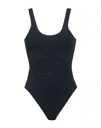 Shop Alaïa Woman One-piece Swimsuit Navy Blue Size 10 Polyester, Elastane