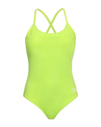Shop Ea7 Woman One-piece Swimsuit Acid Green Size 10 Polyamide, Elastane