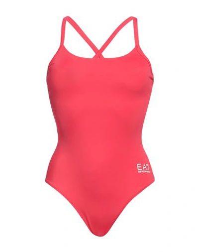 Shop Ea7 Woman One-piece Swimsuit Red Size 4 Polyamide, Elastane