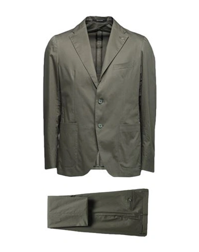 Shop Tagliatore Man Suit Dark Green Size 40 Cotton, Elastane