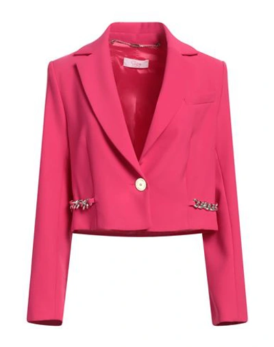 Shop Clips More Woman Blazer Fuchsia Size 8 Polyester, Elastane In Pink