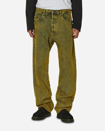 Shop Aries Acid Wash Batten Jeans Gold In Yellow