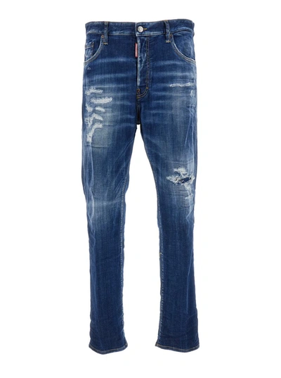 Shop Dsquared2 Blu Mid-waist Jeans In Cotton Blend Man