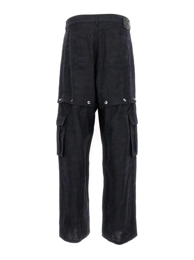 Shop Off-white Black 90s Logo Straight Leg Cargo Pants In Linen Man In Blu