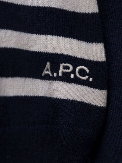 Shop Apc A.p.c. Matthew Stripe Cashmere Blend Sweater In Navy