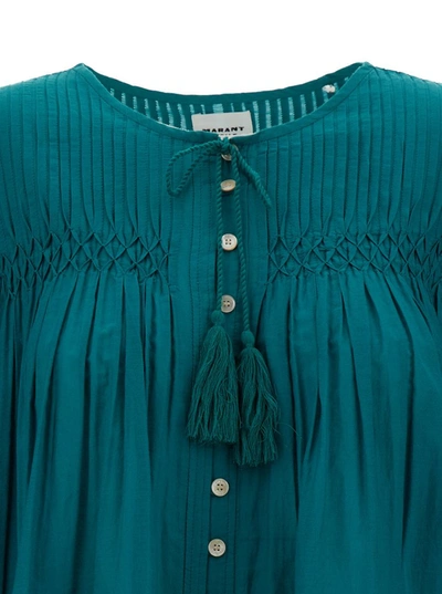 Isabel Marant Étoile Plalia Pleated Blouse In Green