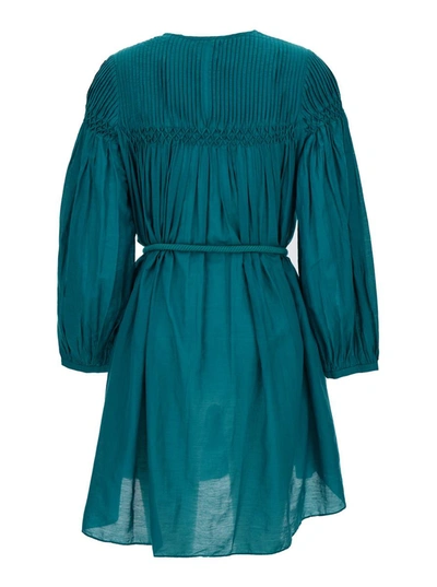 Isabel Marant Étoile Blue 'adeliani' Belted Mini Dress In Green
