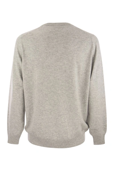 Shop Brunello Cucinelli Pure Cashmere Crew-neck Sweater In Grey